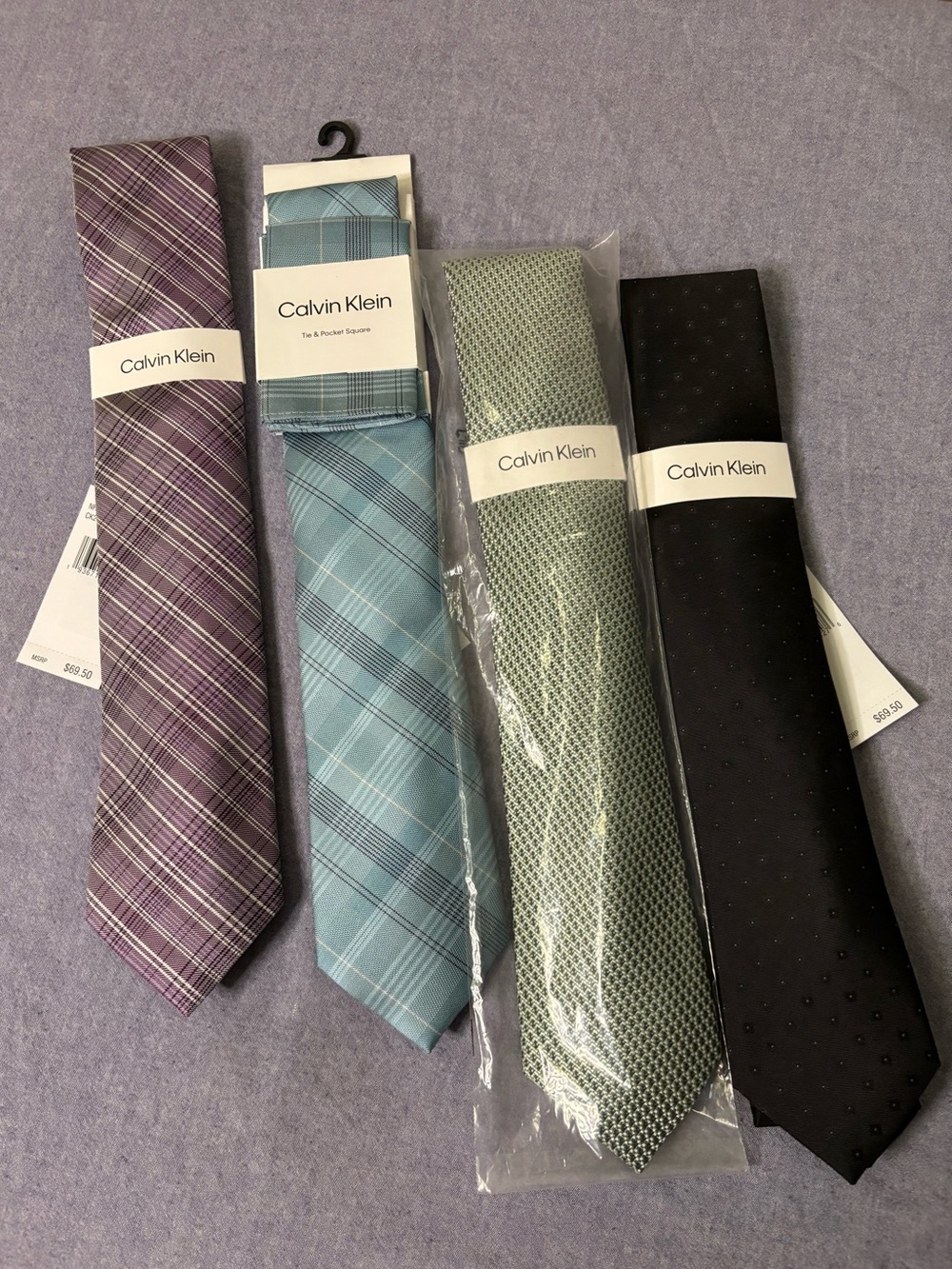Calvin Klein Men's Tie Set - Purple, Light Blue, Green, Black